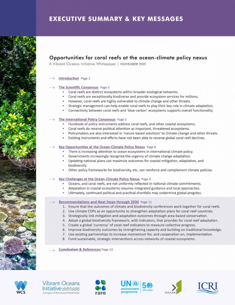 Opportunities for coral reef wins at the ocean-climate nexus
